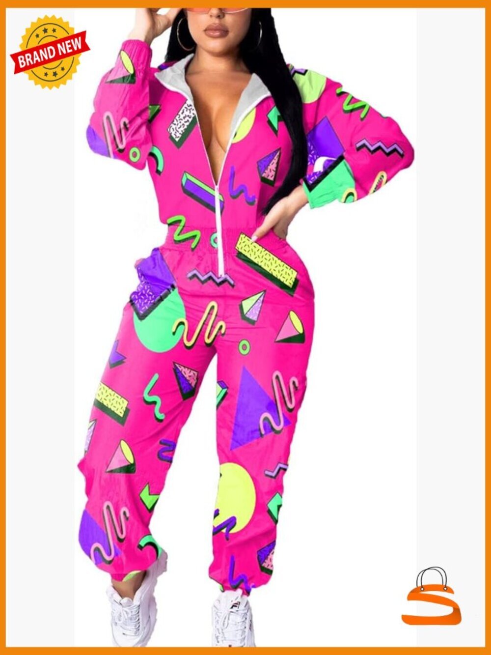 Women's 2-Piece Hoodie Jumpsuit Set Long Sleeve Zip Jacket Track Pants